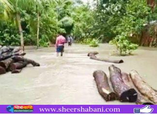 কুকরি মুকরি বেড়িবাঁধে স্লুইসগেট না থাকায় পানিবন্দি হাজারো মানুষ